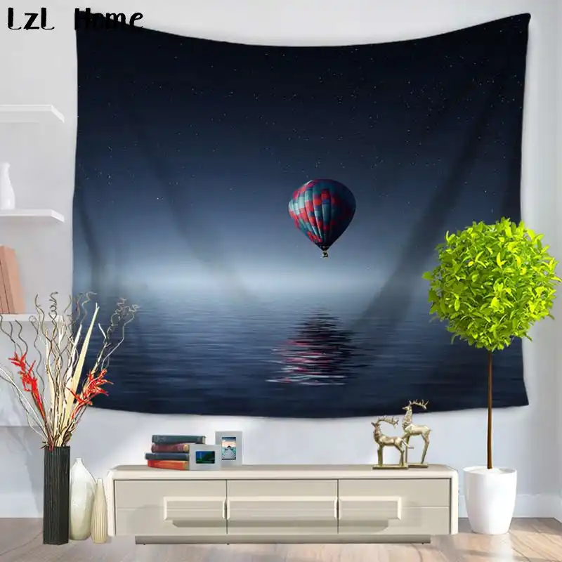 Lzl Home Outer Space Decor Tapestry The Parachute On The Sea Tapestry Wall Hanging Bedroom Livingroom Door Curtain Yoga Mat Dorm