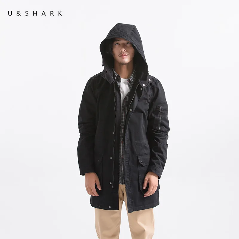 Осенний Новый тренчкот U & SHARK из 100% хлопка Мужская одежда высококачественные