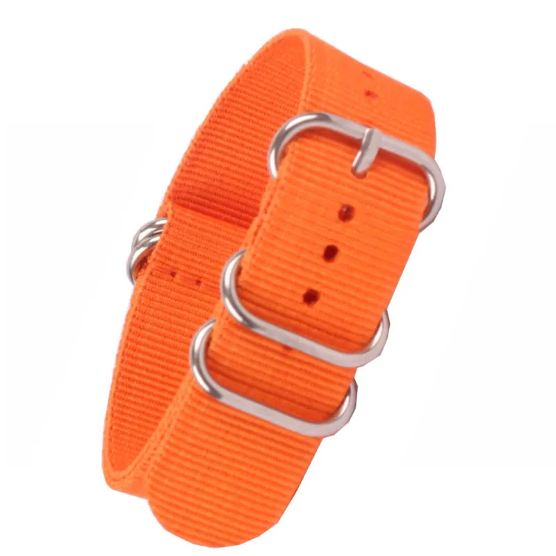 

Buy 2 get 20% off) 18mm 20 mm 22mm 24mm Solid Orange Army Zulu fabric Nylon watchband Watch Strap 5 Rings Bands Buckle belt