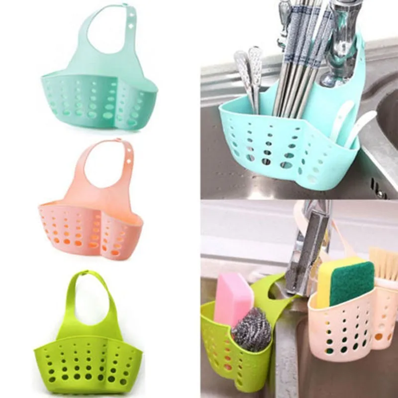 

Kitchen Sink Sponge Storage Hanging Basket Bath Storage Tools Adjustable Snap Button Type Drain Rack Faucet Storage Basket K0437