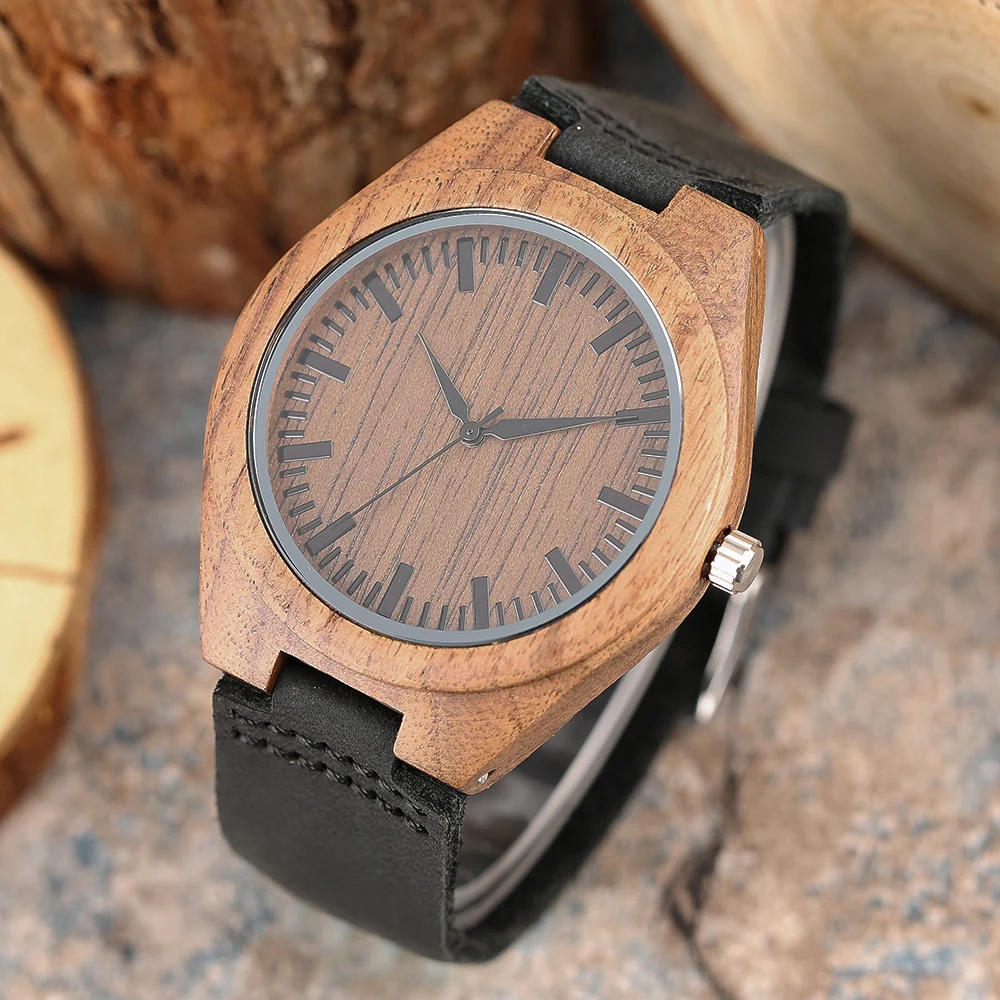 YISUYA Luxury Mens Wrist Watch Coffee Color Wooden Case Creative ...