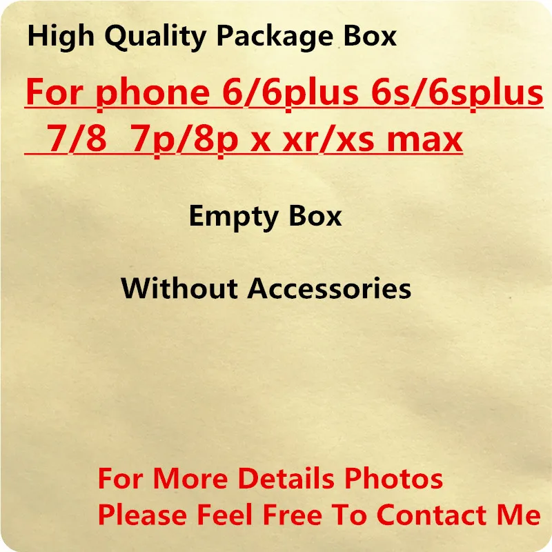 

50pcs/lot US/EU Version Retail Package Empty Packing Box for iPhone 6s/6sPlus 7 8 X without Accessories With Manual Sticker