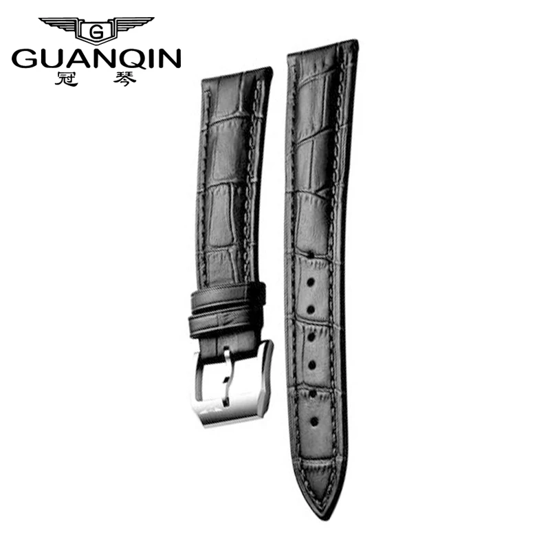 Оригинальный ремешок для часов Guanqin длина 200 мм из коровьей кожи с застежкой