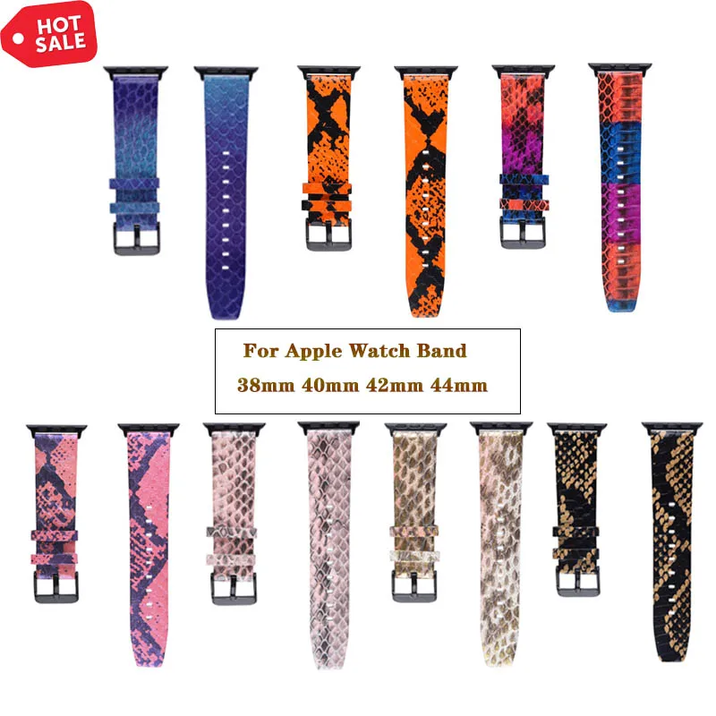 

Leather Snakeskin pattern For Apple Watch 42/38/44/40mm Bracelet Strap Compatible Iwatch Series 4/3/2/1 watchs band Accessories
