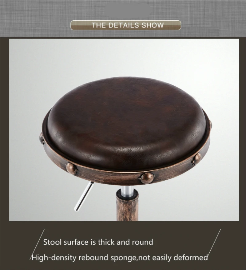 Classical Style Steel Stool Lift Rotating Chair Household Commercial With Backrest High Quality PU Five Claws Craft Wheel Seat