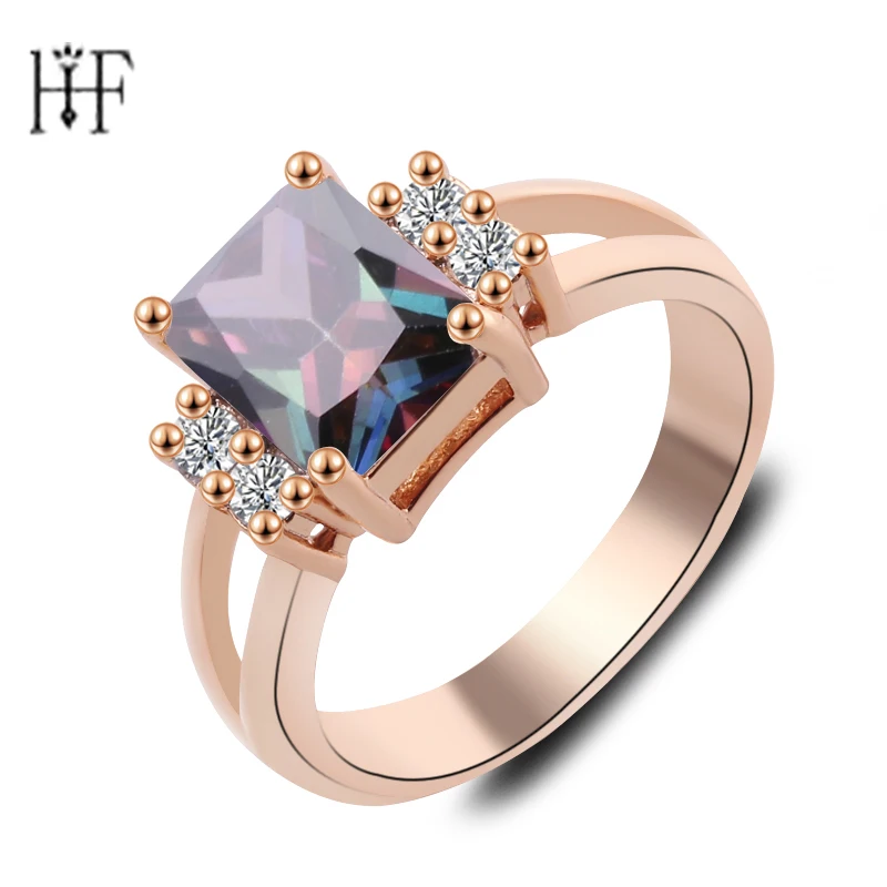 

New Square Design Fashion Blue Female Ring White Gold Filled Jewelry Vintage Engagement Wedding Rings For Women Accessories