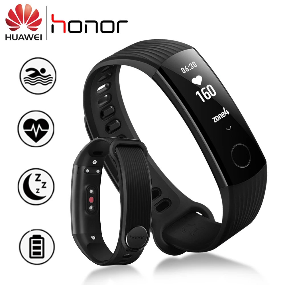 huawei Honor Band 3 5ATM OLED экран тачпад Непрерывный монитор сердечного ритма фитнес-трекер Push Message умный Браслет