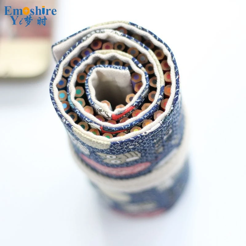 Emoshire Owl Cloth Handmade Pencil Bag Color Canvas Rings Men and Women Color Pencil Drawings Large Pencil Bags (2)