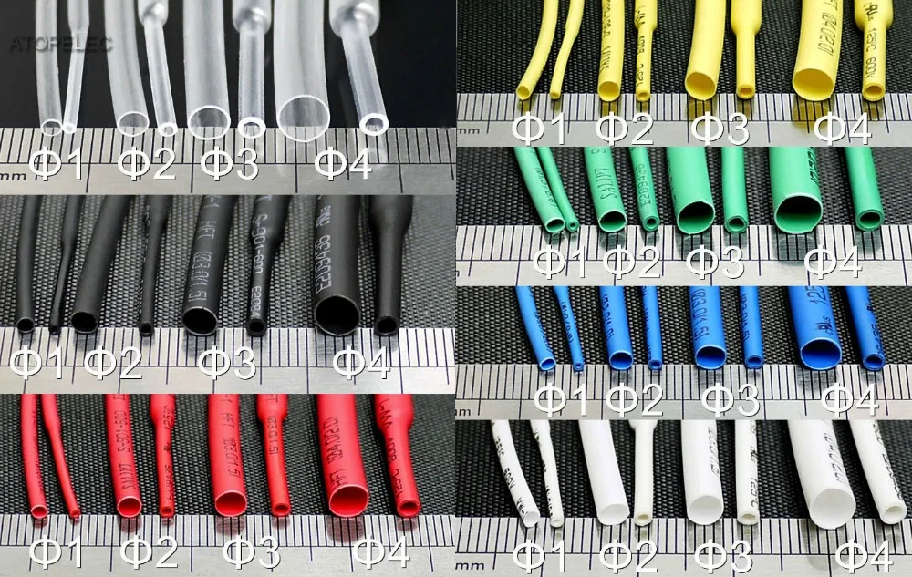 

10M Heat Shrink Tube Set 1M each of 0.6mm 0.8mm 1mm 1.5mm 2mm 3mm 4mm 5mm 8mm 10mm Selectable Color
