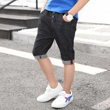 Летняя детская одежда шорты для мальчиков повседневные джинсовые шорты синего/черного цвета для маленьких мальчиков 4-13 лет, джинсовые шорты для маленьких мальчиков