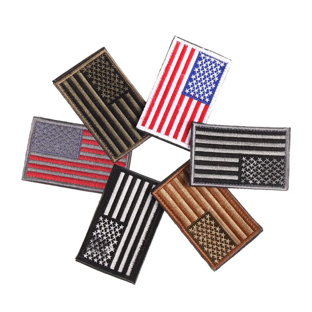 

High Grade Embroidered thread American Flag Embroidered Patch Patriotic USA Military tactics Patch Iron-On or Sew to Any Garment