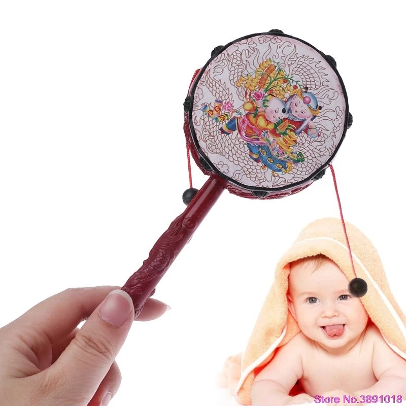 Новый пластиковый мультфильм Китайский традиционный спин погремушка барабан ручной Колокольчик детские музыкальные игрушки