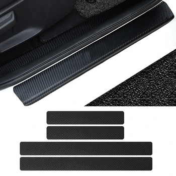 

4PCS 60 x 6.7cm Car Stickers Universal Sill Scuff Anti Scratch Carbon Fiber Auto Door Sticker Decals Car Accessories
