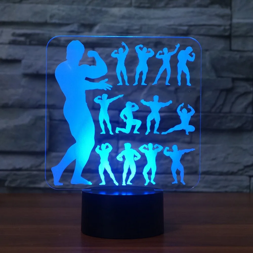 

Led Acrylic 7 Color Gradients Bedside Sleep Lighting 3D Bodybuilding Posture Table Lamp Boy Kids Gifts Sports Decor Night Lights