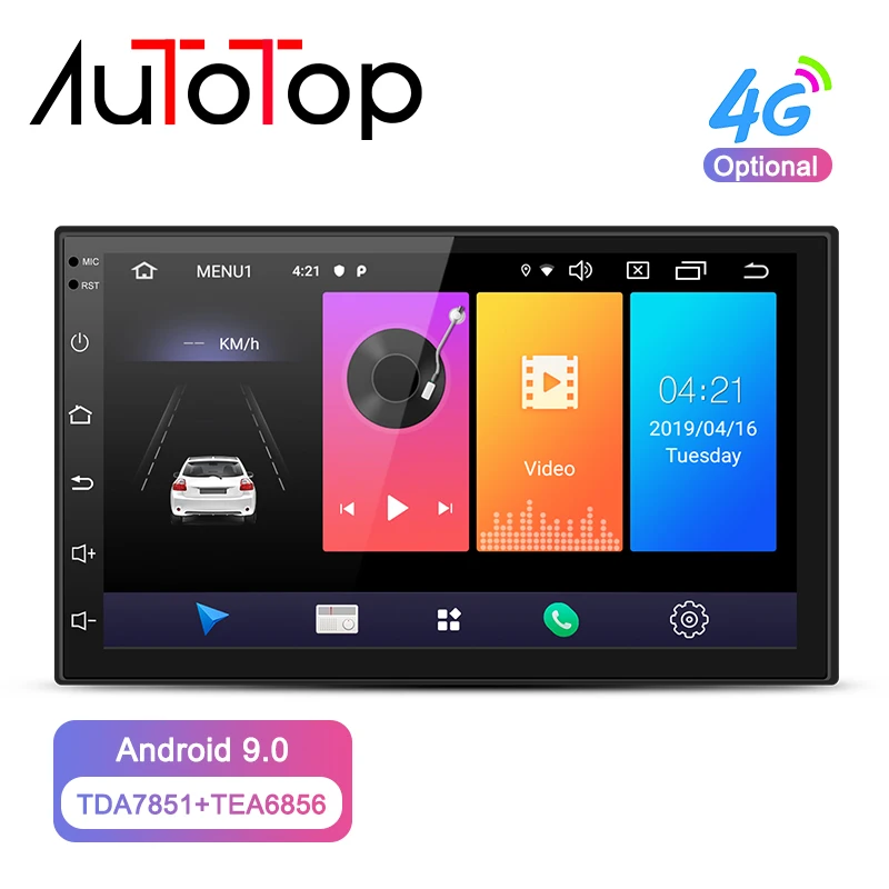 

AUTOTOP 7" 2din Android 9.0 Car Radio Player for Nissan/Toyota/Suzuki/Ford Car GPS Navigation RDS Wifi Mirrorlink BT NO DVD