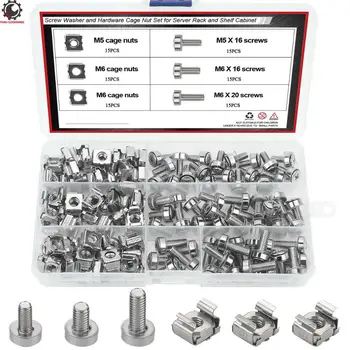 

Cage Nuts Bolts Washers and Screws Square Hole Hardware Cage Server Rack Screw Mounting Screws Clip for Server Rack and Cabinet