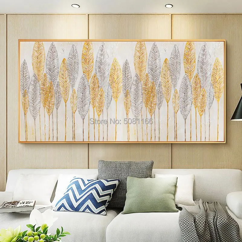 

Hand Painted Wall Decorative Painting Golden wheat Wall Art Canvas oil Painting nordic Golden Tree Pictures for Living Room