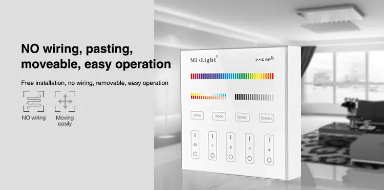 2 батареи aaa Mi светильник B1 B2 B3 панель управления Лер беспроводной 2,4G радиочастотная панель управления для Dim/CCT/RGB/RGBW/RGB+ CCT светодиодный лампы/полосы