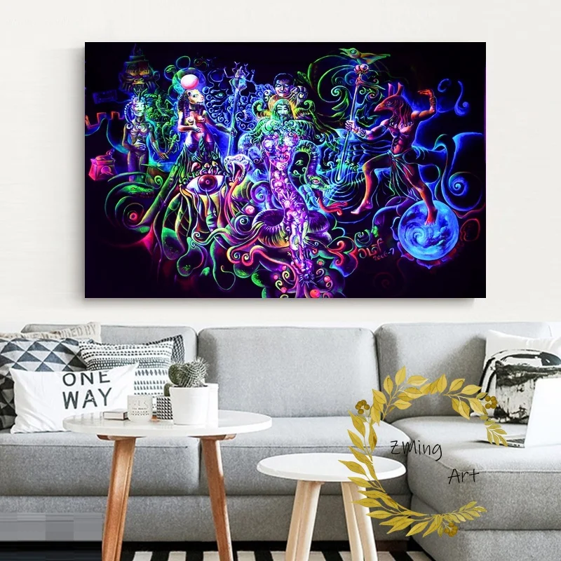 

Blacklight Paintings Psychedelic Abstract Art Canvas Fabric Poster Print Trippy Picture Wall Decor