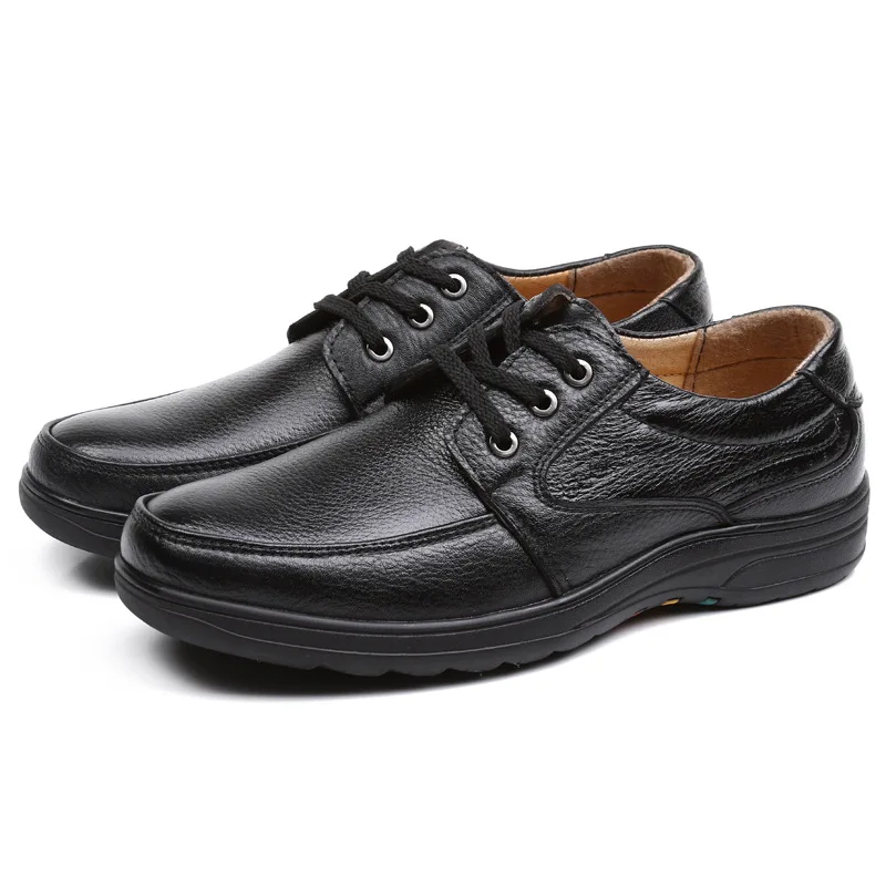 NPEZKGC Spring Men Shoes Leather Men's Loafers lace up Casual Middle-aged Wear-resistant Soft Bottom Business Shoes Man NPEZKGC Spring Men Shoes Leather Men's Loafers lace up Casual Middle-aged Wear-resistant Soft Bottom Business Shoes Man