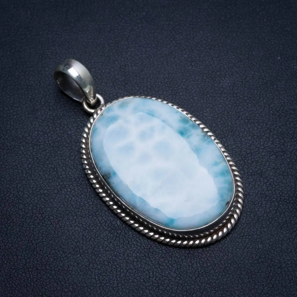 Натуральный Caribbean Larimar ручной работы винтажный кулон из стерлингового серебра 925