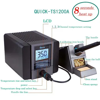 

QUICK TS1200A intelligent lead-free iron Soldering Station Original ESD LED Display Rework Desoldering Station Repair 8 second