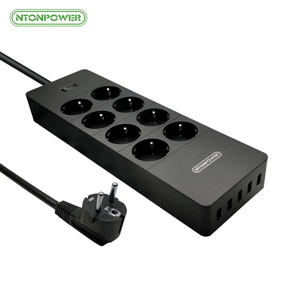 Продажа NTON Мощность несколько Plug Мощность полосы ЕС гнездо для шнура удлинителя Стабилизатор напряжения источника питания 8 способ ЕС розетки 5 Пор...