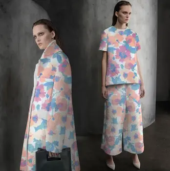 

2style Pink plant flower dyed knit cotton wool fabric cashmere suit coat dress christmas tulle sequin scrapbooking fabric A113