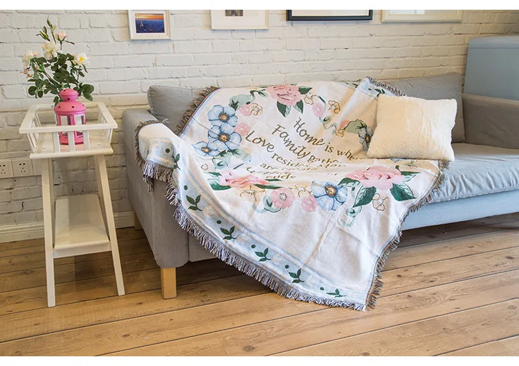 Розовый цветочный диван пледы одеяло плед вязаный стул диван покрытие полотенце скатерть с геометрическим рисунком ковер путешествия диван покрывало постельные принадлежности покрывало
