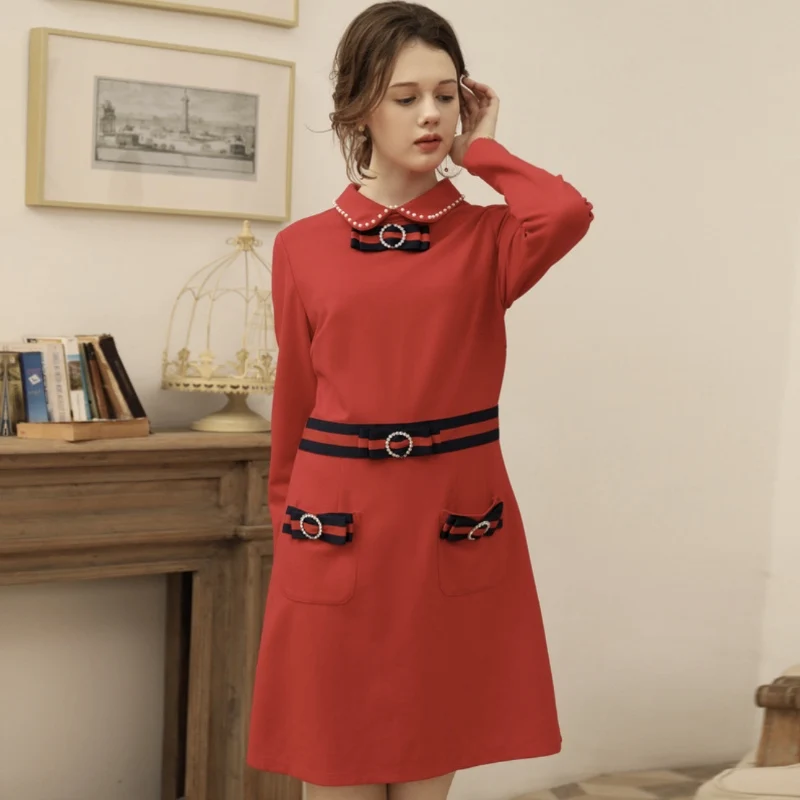 dress Dresses Women's Clothing Autumn and winter new women's clothing, large size, waist, belly dress