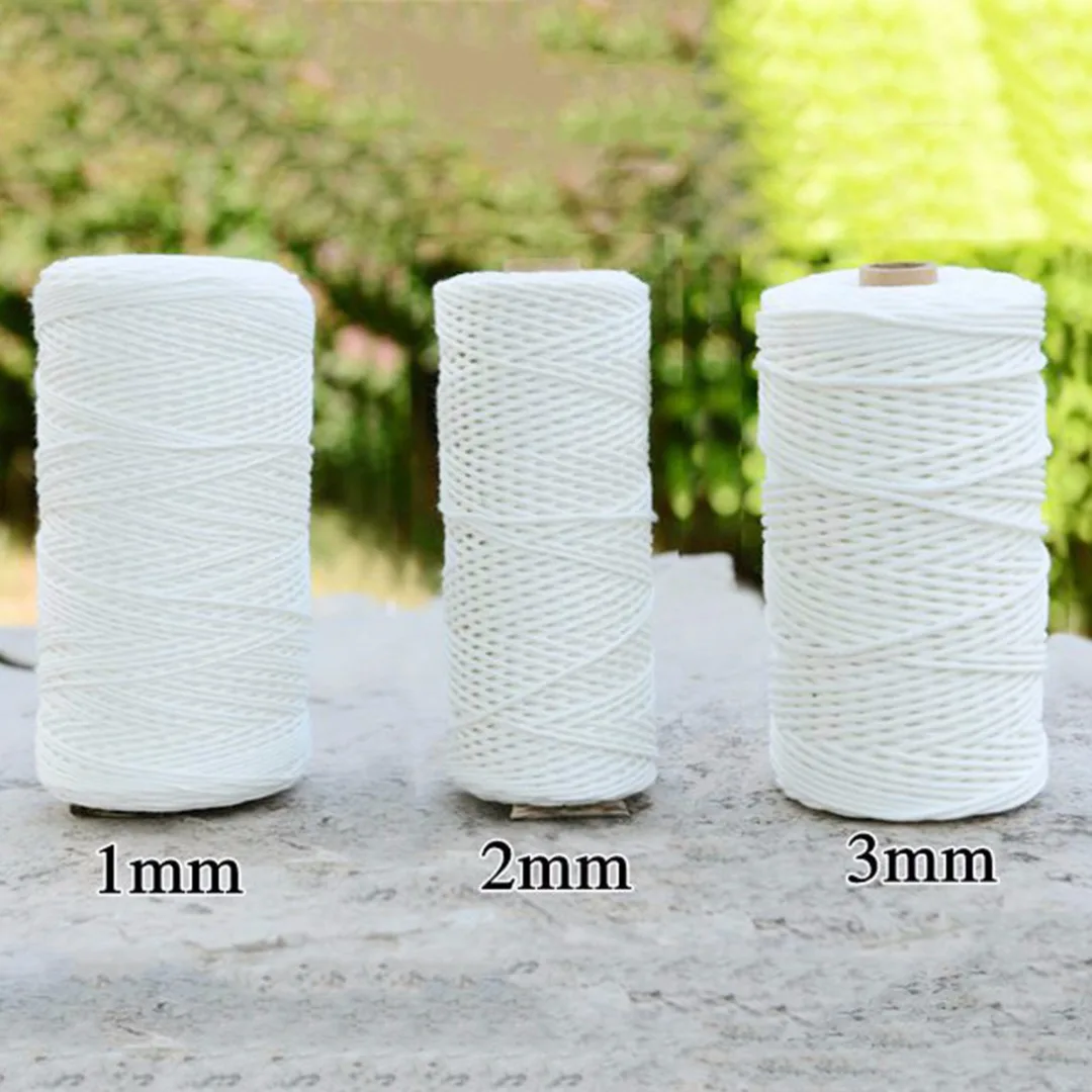 

100% Natural Cotton Twisted Cord Craft Macrame Artisan String 1-3mm Diameter Beige/Cream For Scrapbooks Handmade Cards