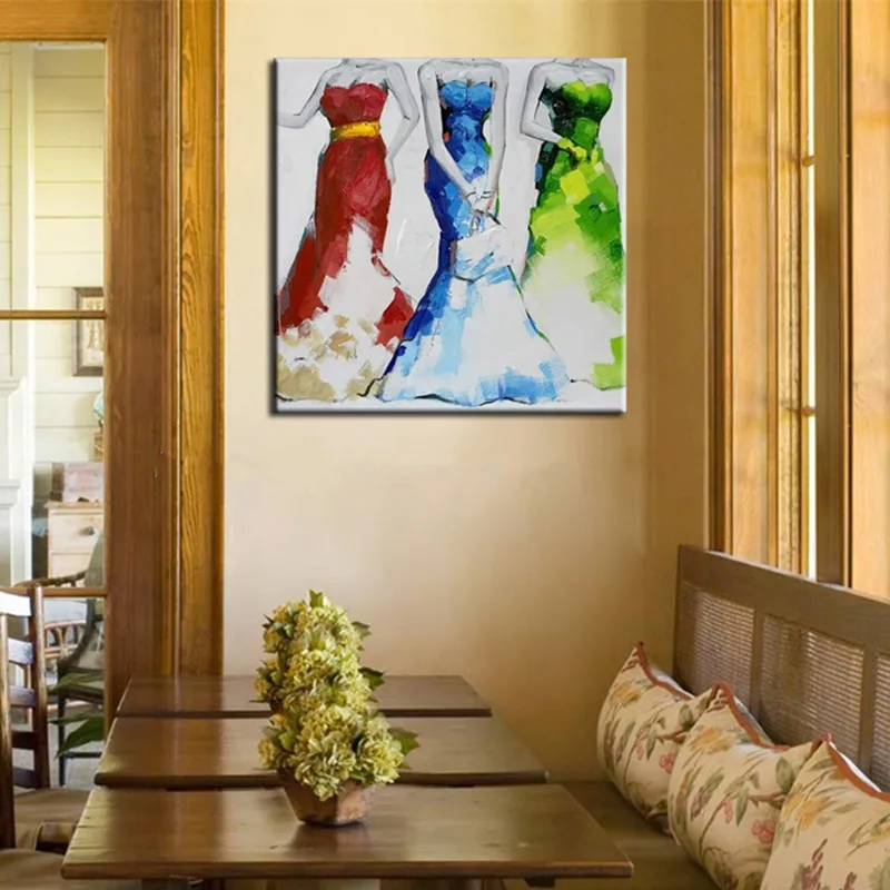 

For Gifts Knife Women Pictures Large Colorful Painting Hand Painted Abstract Figure Oil Paintings on Canvas Home Decor Wall Art