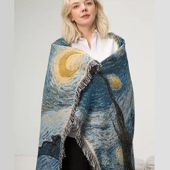 Cotton Van Gogh Star Blanket Starry Night Thick Blanket Bedroom Carpet Bedspread Tablecloth Tapestry Home Decor Hanging Blanket