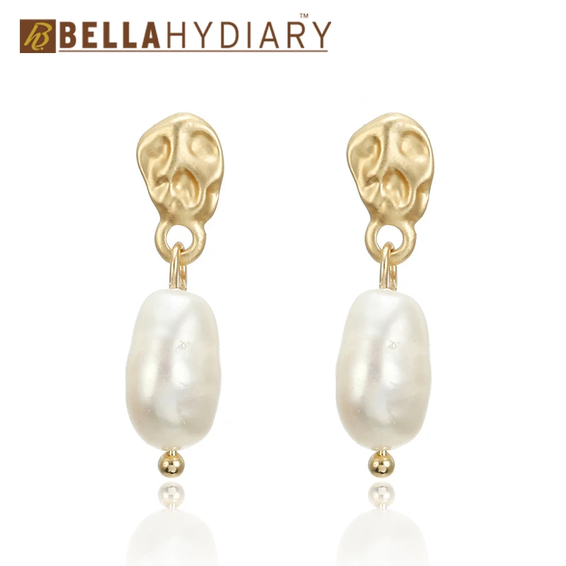 

1 Pair Elegant Jewelry Statement Simulated Pearl Earrings for Women Matte Metal Gold Color Earring Boho Gifts Wedding Earings