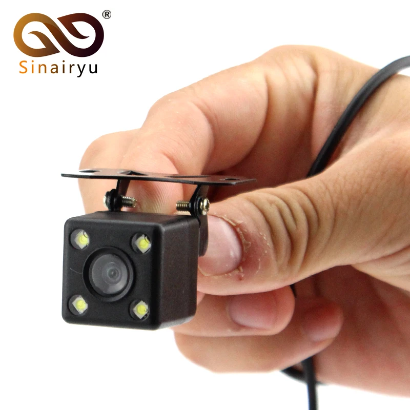 

Sinairyu Waterproof 4 LED Night Vision Car CCD Rear View Camera Reverse Camera With 3 Glass Lens For Auto Parking Monitor