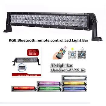 

5D RGB Straight LED Light Bar Bluetooth Connectivity Strobe Flash Multicolor For Car SUV ATV Truck Off-road with wiring Harness