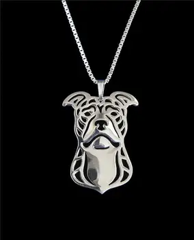 

Wholesale Unique Handmade Boho Chic Pit Bull Terrier (natural ears) Necklace Female/Male Gift Pendant --12pcs/Lot