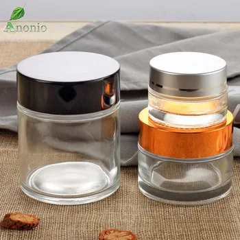 

10pcs Glass Refillable Bottles Transparent Travel Face Cream Lotion Cosmetic Lip Balm Container Glass Empty Makeup Jar Pot S080C