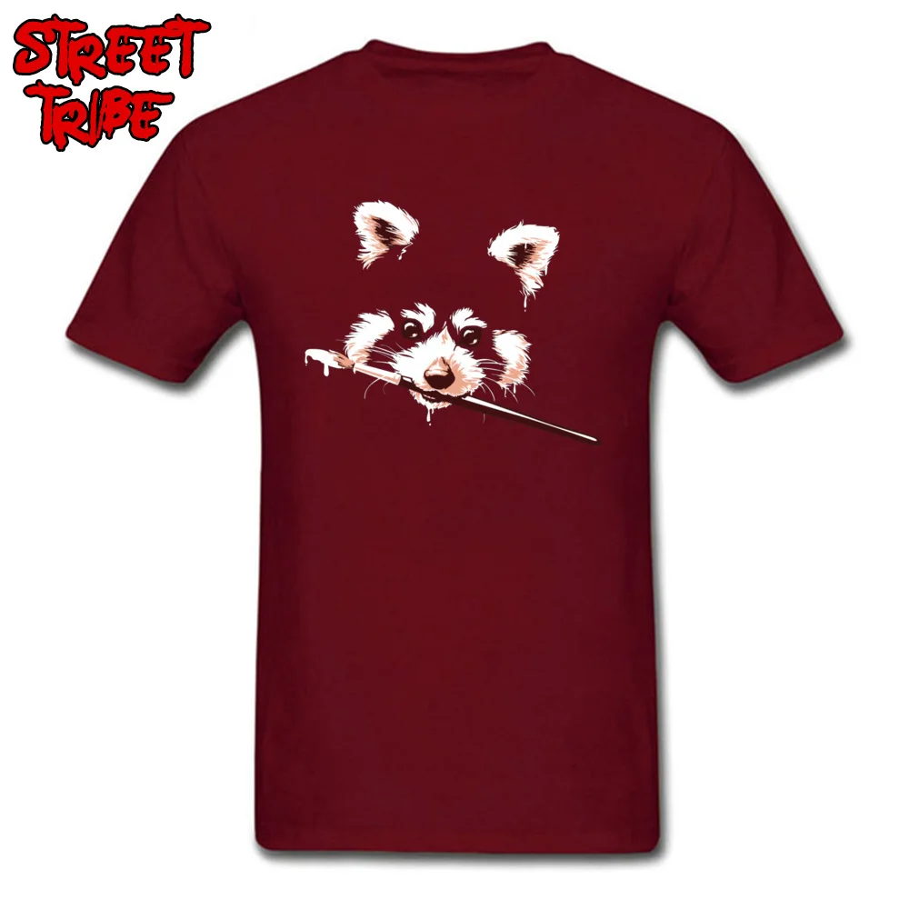 Cute Ailuridae -974 Printing Short Sleeve T Shirts Summer/Autumn Crew Neck 100% Cotton Tops Shirt for Men T Shirts Printed On Ailuridae -974 maroon