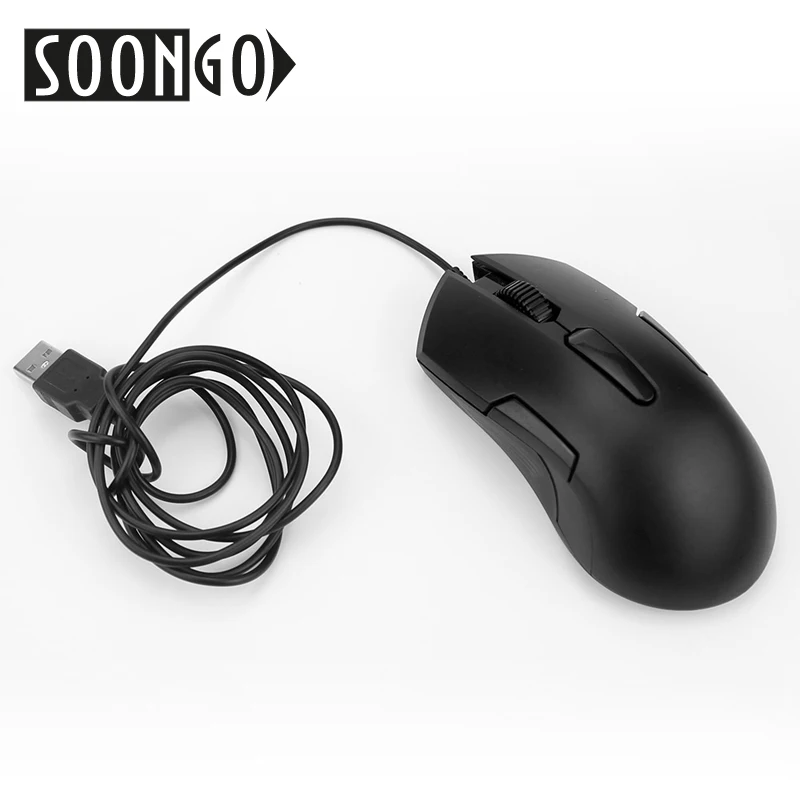 SOONGO Computer Mouse Mini Gaming Black Optical Mouse USB Wired Mice Ergonomics For Gamers Office PC Laptop