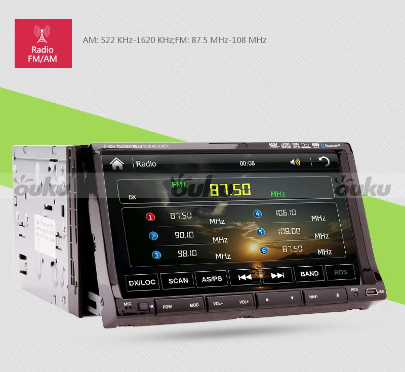 Excellent Rear Camera 7" HD Touch Screen Universal Double 2 DIN Car GPS Stereo MP3 CD DVD Player BT+TV+iPod+SD map+FM/AM/RDS Head Unit 5