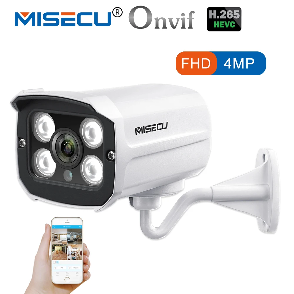 

MISECU 4MP 5MP POE IP Camera Audio Outdoor Waterproof IP66 CCTV Camera Built in Microphone Night P2P ONVIF Home Security Video