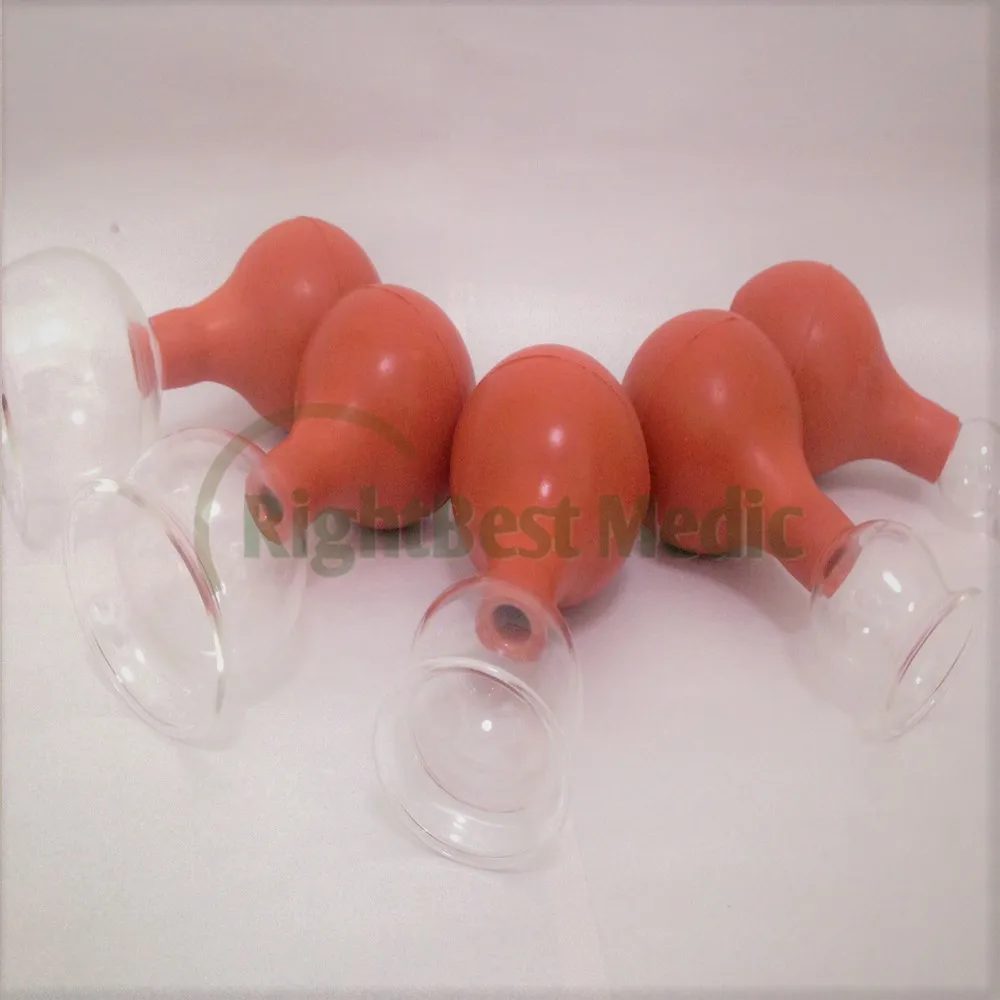 2 Cups Body Massage Cupping Health care Beauty tools 5 Sizes Medical Glass and Rubber Vacuum Suction Cupping Cups