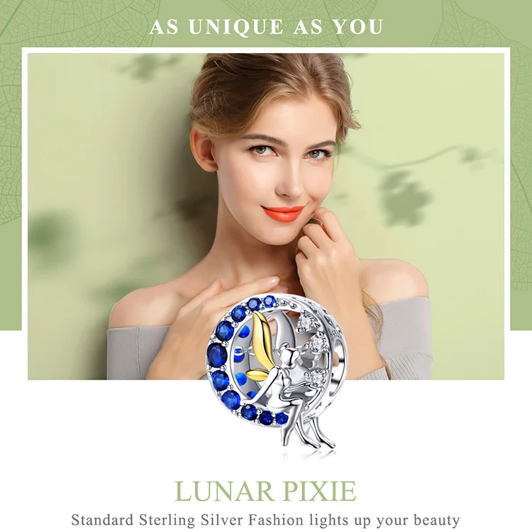 925 пробы Серебряный лунный Пикси Подвески подходят Пандора браслет или ожерелье для женщин DIY ювелирные изделия