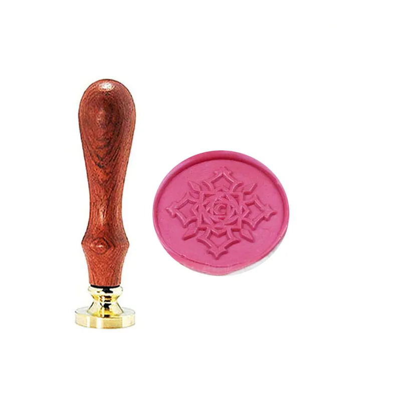 

Signature Custom Vintage Snowflake Custom Picture Logo Wedding Invitation Wax Seal Sealing Stamp Rosewood Handle Set Kit
