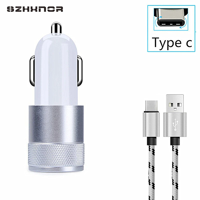 Автомобильное зарядное устройство с двумя USB портами металлическое