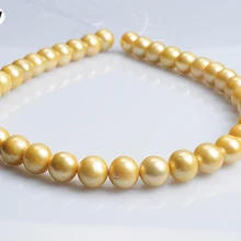 Натуральный AA+ желтый пресноводный жемчуг 10-11 мм 15 дюймов DIY ожерелье браслет серьги оптом
