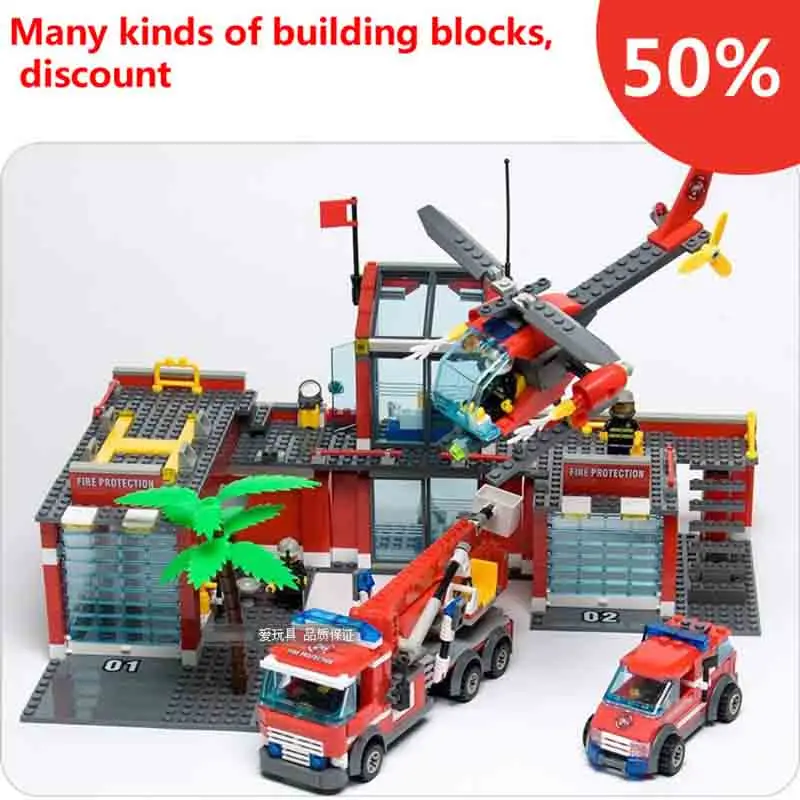 New Classic City Firefighter Station 774pcs set Building Blocks Educational Bricks Kids Toys Gift citys Compatible