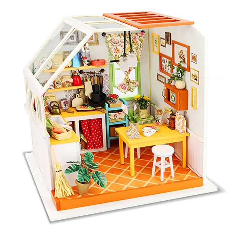 

Robotime Wood Kitchen Toy DIY 3D Dollhouse Puzzle Simulation Kitchens Model Sets Creative Wooden Toys For Adults Crafts