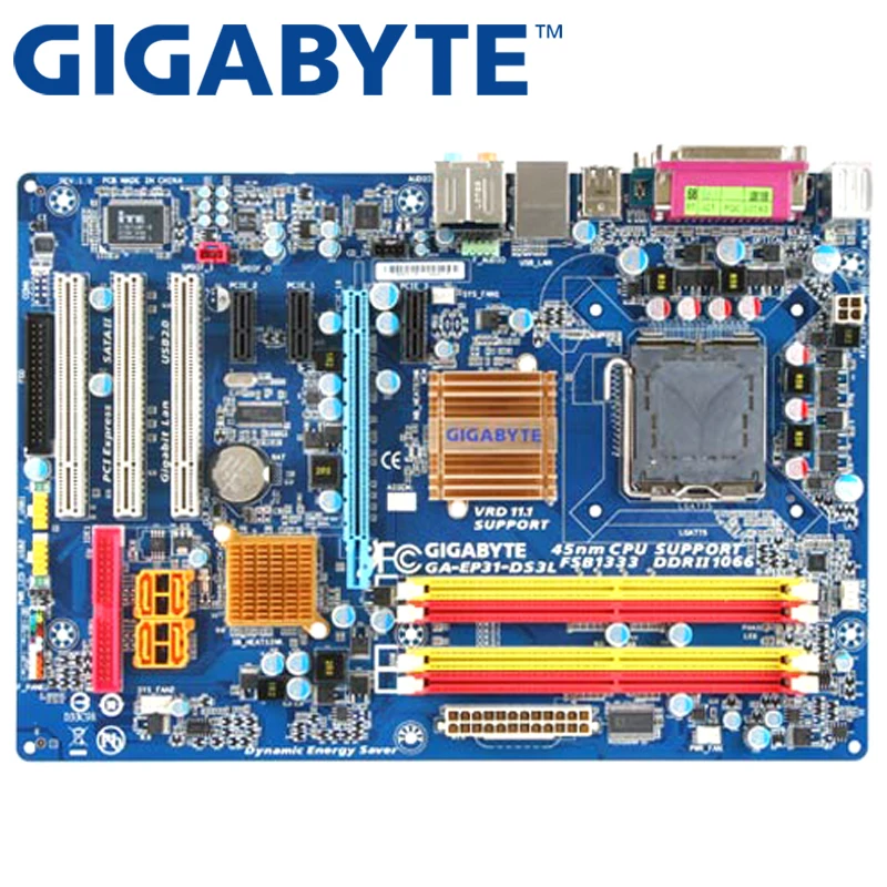 

GIGABYTE GA-EP31-DS3L Desktop Motherboard P31 Socket LGA 775 For Core2 Extreme Quad Duo Pentium D / 4 Celeron DDR2 4G Used G31